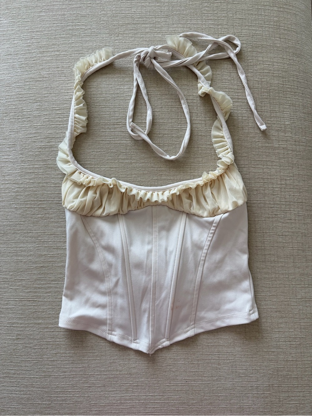 Ruffled Halter Corset Top - Cream